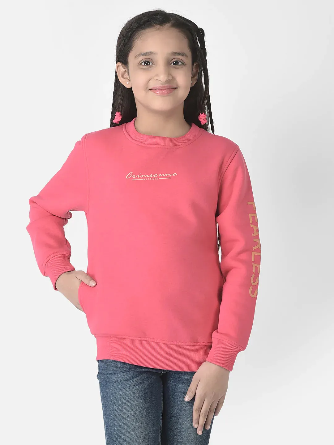 Raspberry Pink Brand-Typography Sweatshirt