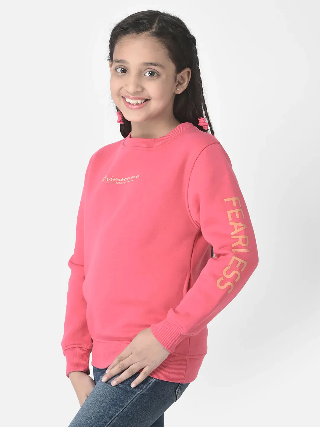 Raspberry Pink Brand-Typography Sweatshirt