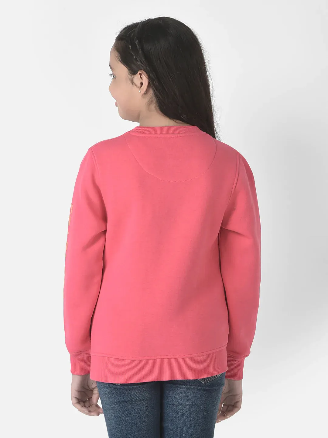 Raspberry Pink Brand-Typography Sweatshirt