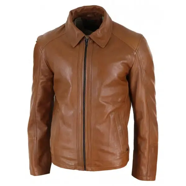 Real Leather Men's Classic Biker Style Jacket