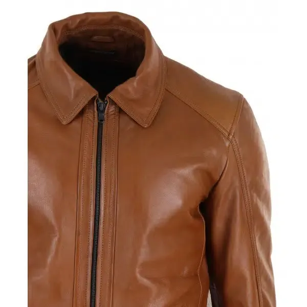 Real Leather Men's Classic Biker Style Jacket