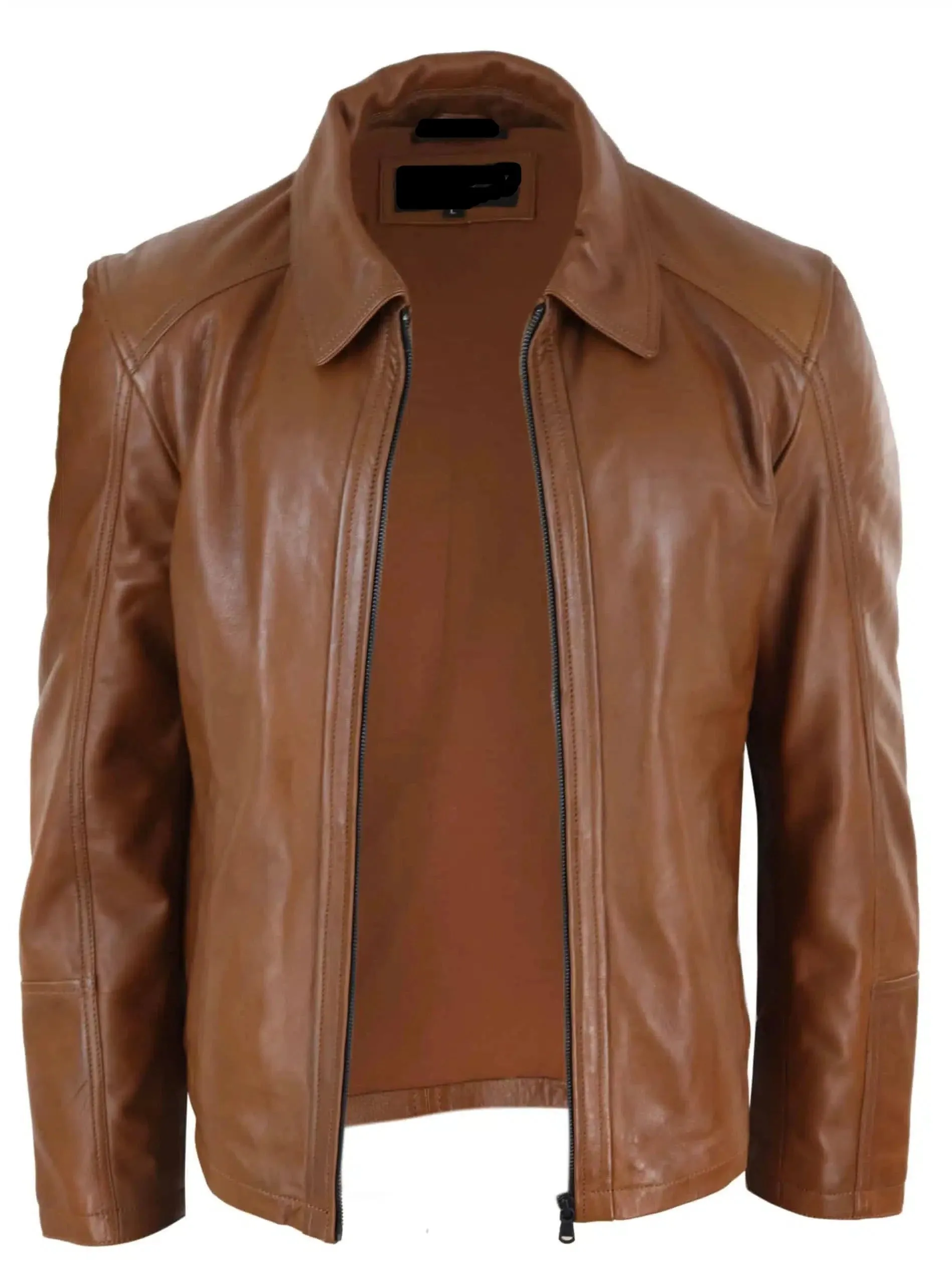 Real Leather Men's Classic Biker Style Jacket