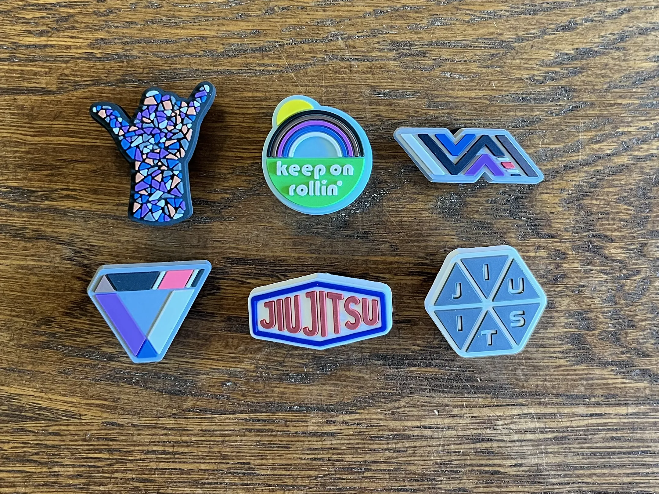 Six Jiu-Jitsu Croc Charms -- Bundle of 6 Shoe Clips