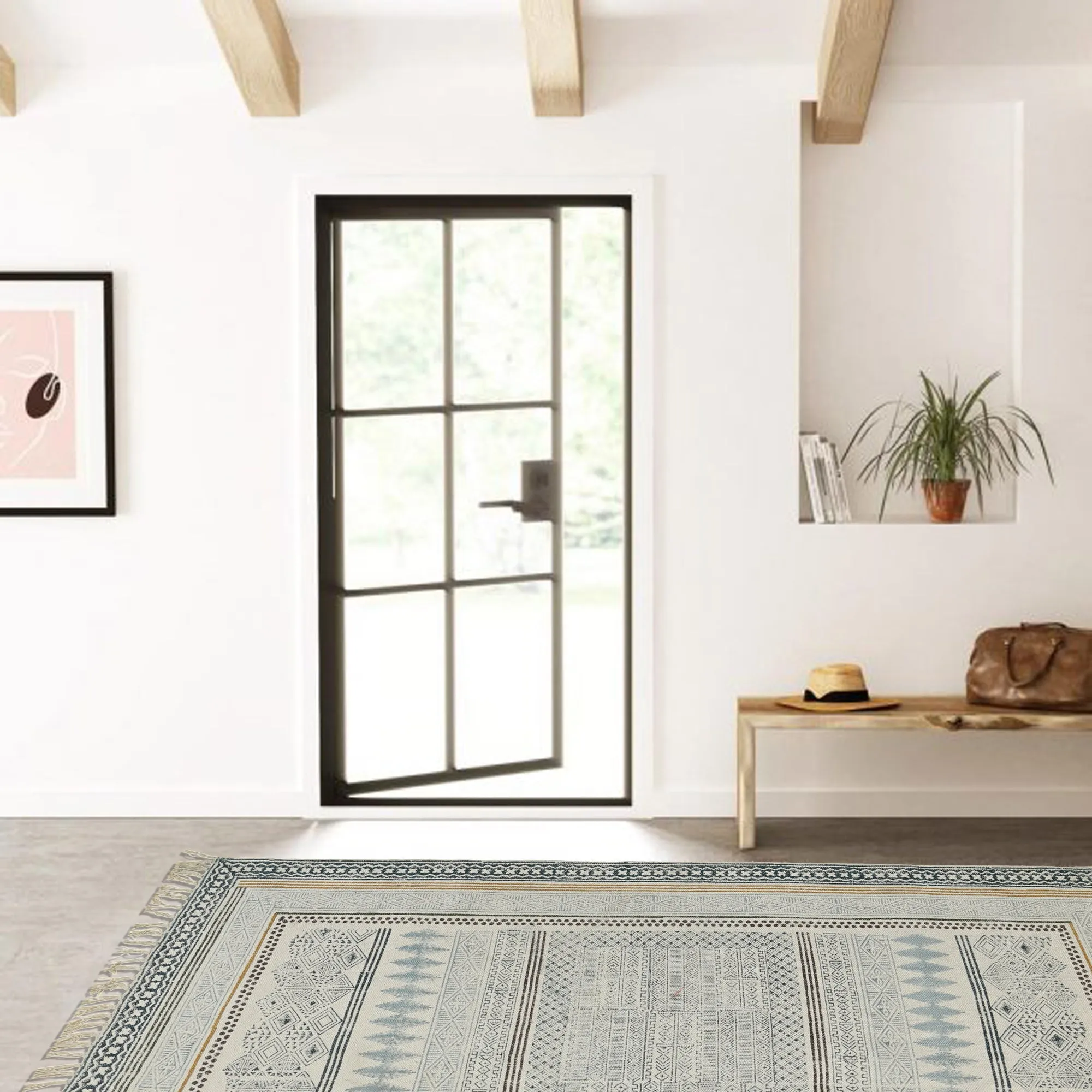 SNOWDROP  - BLOCK PRINTED RUG