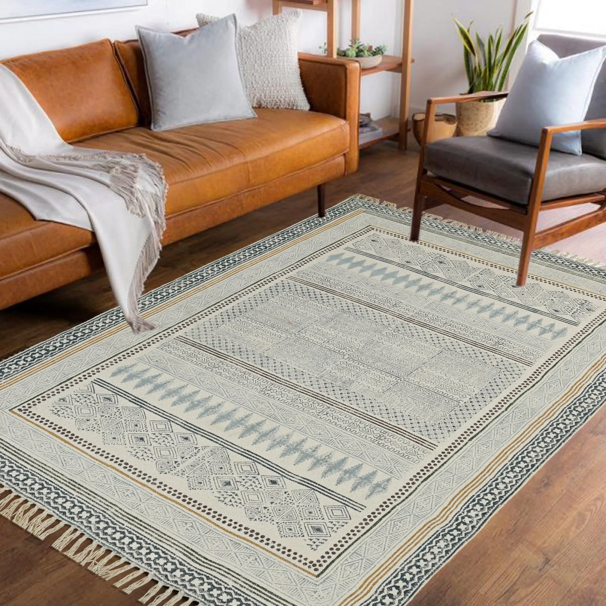 SNOWDROP  - BLOCK PRINTED RUG