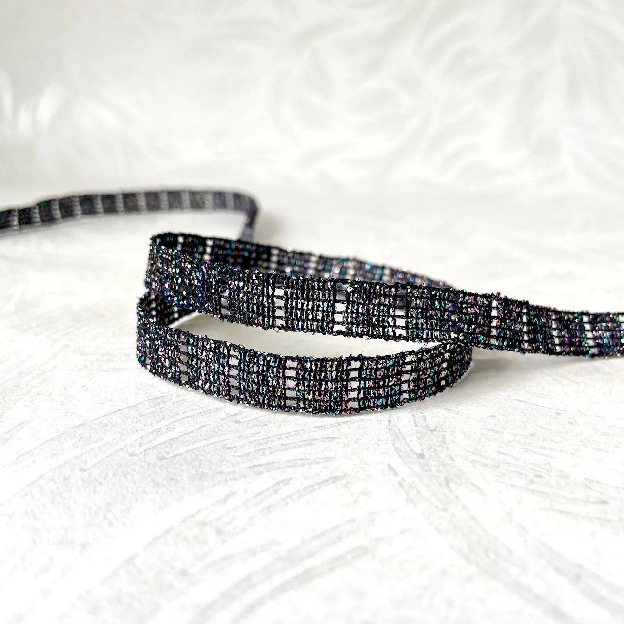 Sparkly Black Flat Lace Braid