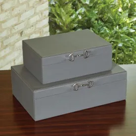 Stirrup Detail Box - Grey Leather