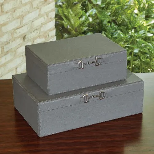 Stirrup Detail Box - Grey Leather