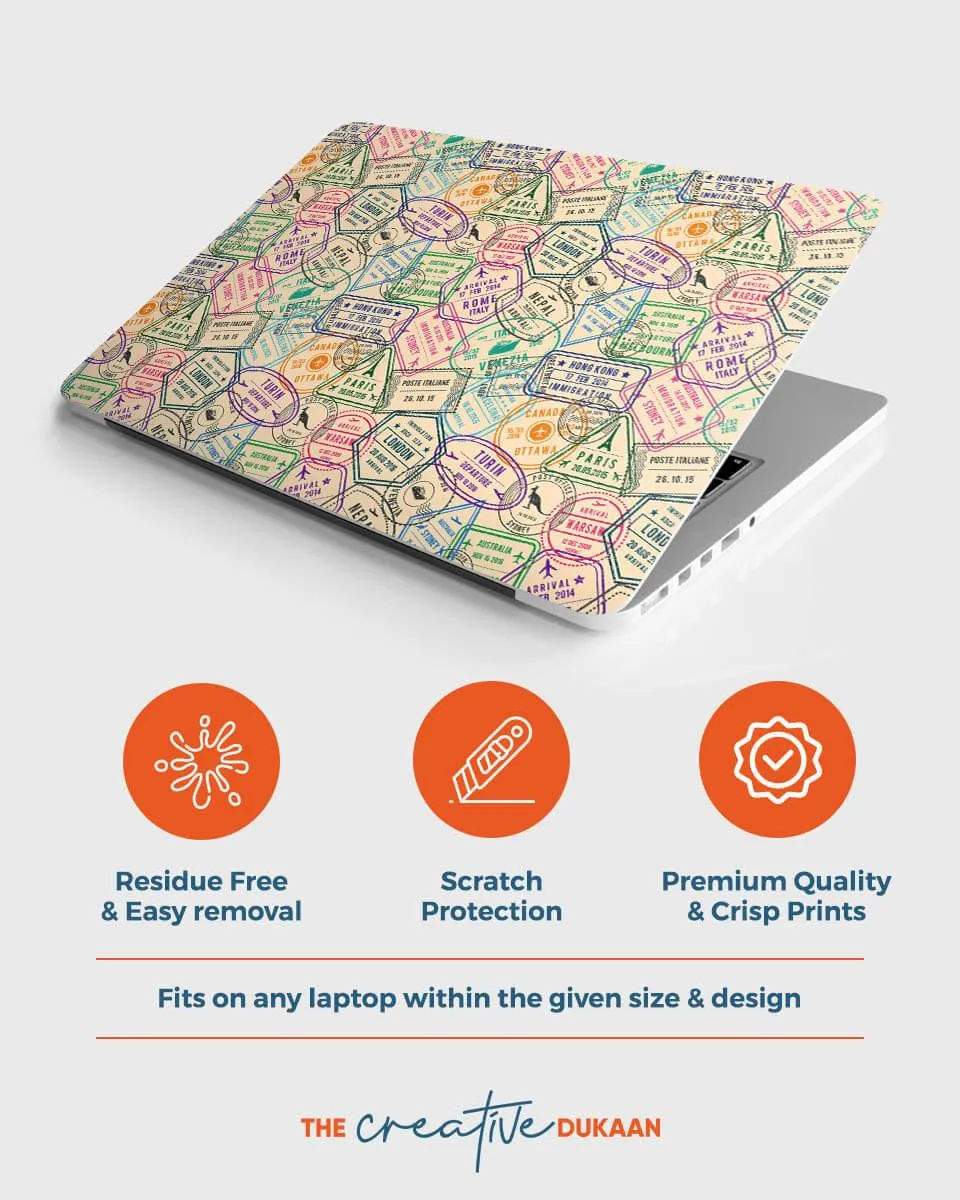 Travel Laptop Skin With Multicolor Poster Stamp