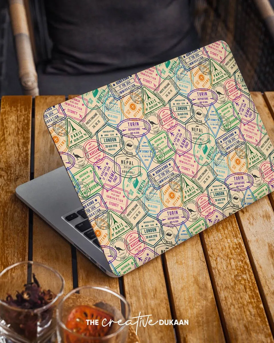 Travel Laptop Skin With Multicolor Poster Stamp