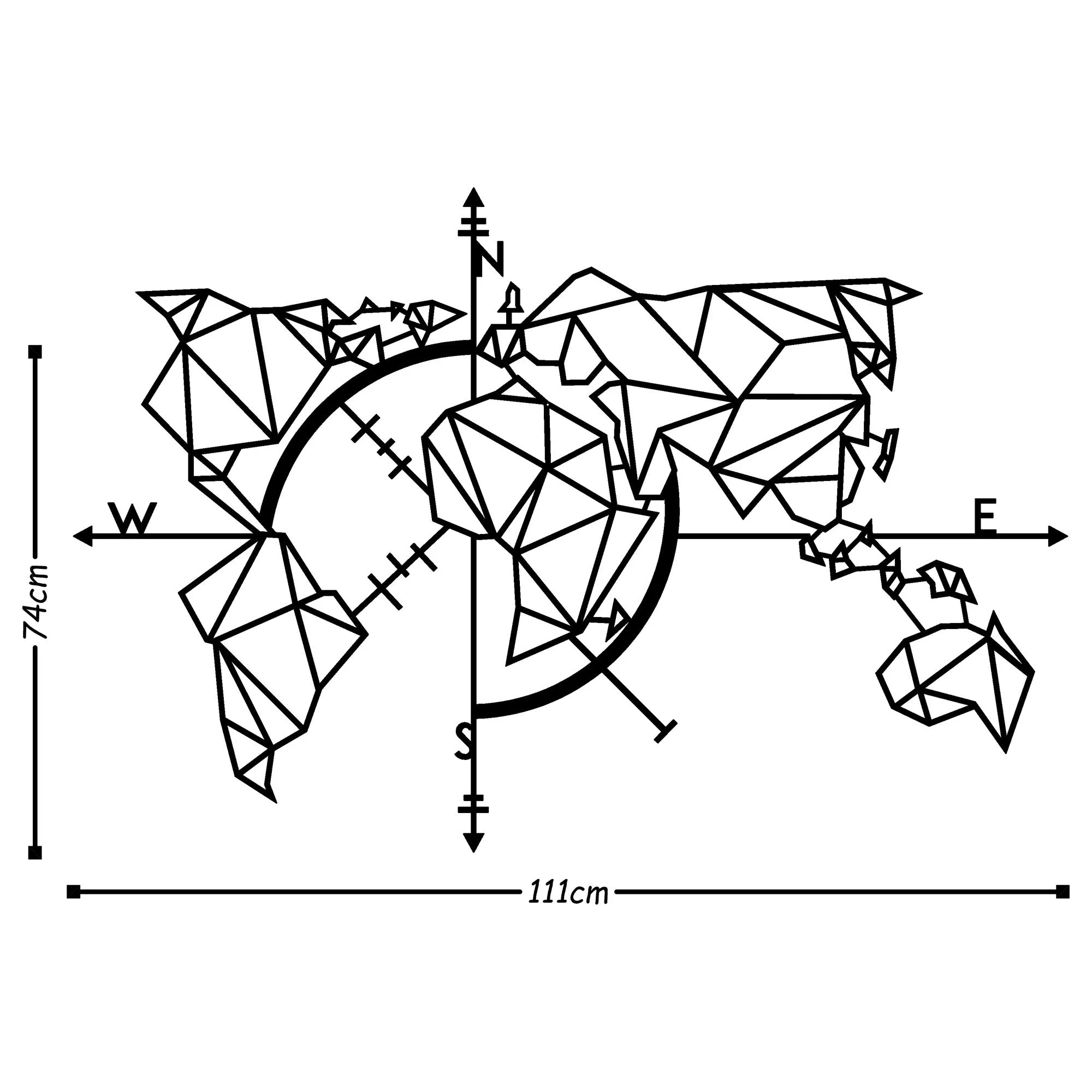 WORLD MAP METAL DECOR 2 - BLACK